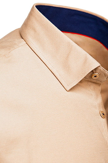 Koszula męska z długim rękawem beżowa Dstreet DX2602