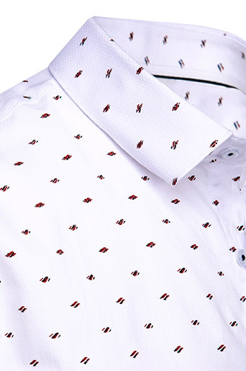 Koszula męska we wzory z długim rękawem biała Dstreet DX2607