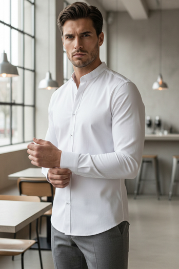 Koszula męska SLIM FIT casualowa ze stójką biała Dstreet DX2608