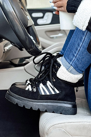 Botki damskie COZYLOFT ocieplane trekkingowe czarne Dstreet ZY0555