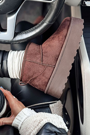 Śniegowce damskie na platformie brązowe ALPIKA Dstreet ZY0563