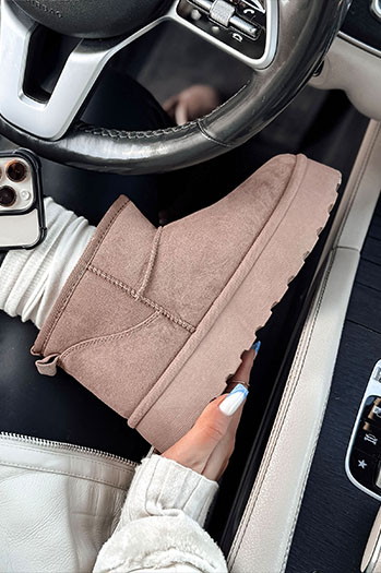 Śniegowce damskie na platformie beżowe BRINETTO Dstreet ZY0568