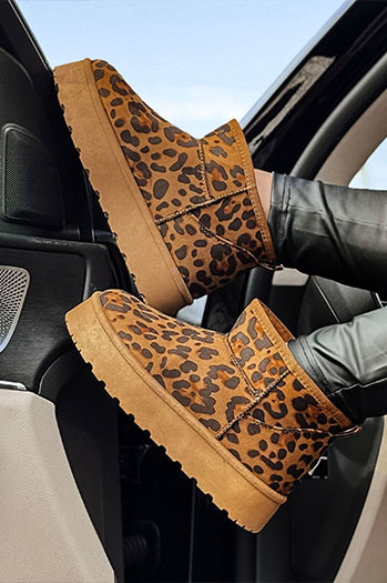 Śniegowce damskie na platformie panterka BRINETTO Dstreet ZY0572