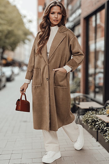 Płaszcz damski oversize AVELINNI długi beżowy Dstreet NY0694