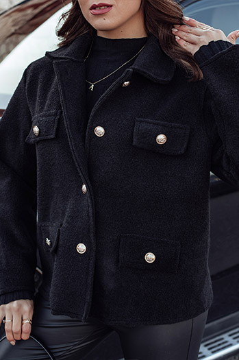 Płaszcz damski oversize CLASSIVO krótki czarny Dstreet NY0696