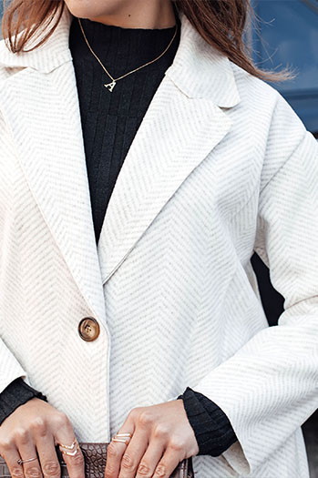 Płaszcz damski oversize ELEGANTWAY w jodełke beżowy Dstreet NY0698