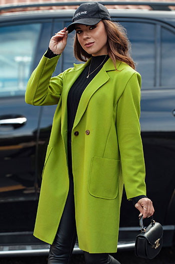 Płaszcz damski oversize LINNORE długi limonkowy Dstreet NY0702