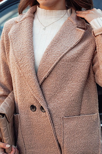 Płaszcz damski oversize BARALITE długi typu baranek beżowy Dstreet NY0710