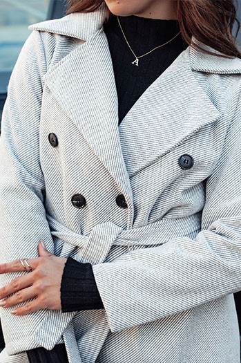 Płaszcz damski oversize CASHMELY długi wiązny szary Dstreet NY0713