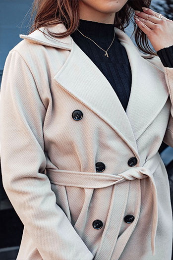 Płaszcz damski oversize CASHMELY długi wiązany beżowy Dstreet NY0715