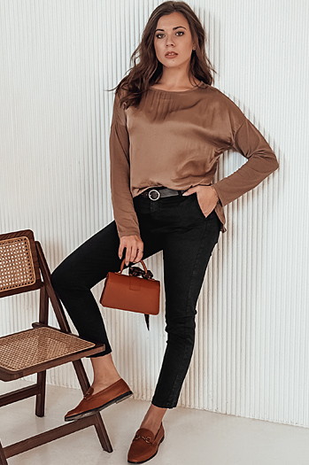 Spodnie damskie TRENDIOSS z paskiem czarne Dstreet UY2266