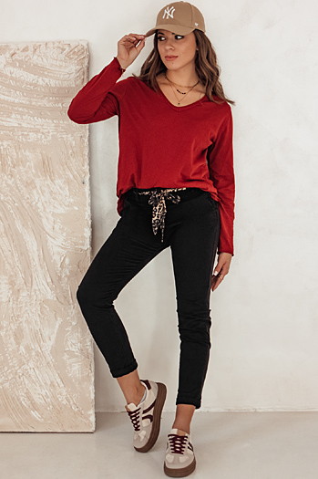 Spodnie damskie CHARMYOU jeansowe z paskiem czarne Dstreet UY2269