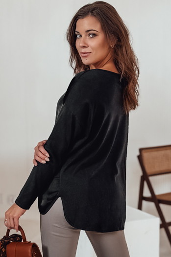 Bluzka damska oversize SILKINEA z wisiorkiem czarna Dstreet RY2668