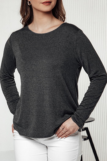 Bluzka damska one size LUCERIA z wisiorkiem grafitowa Dstreet RY2675