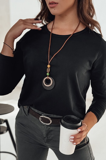 Bluzka damska one size MINIMODA z wisiorkiem czarna Dstreet RY2678