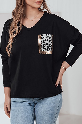Bluzka damska oversize GLAMZONE z nadrukiem czarna Dstreet RY2682