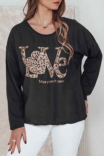 Bluzka damska one size LOVEGLOW ciemnoszara Dstreet RY2697