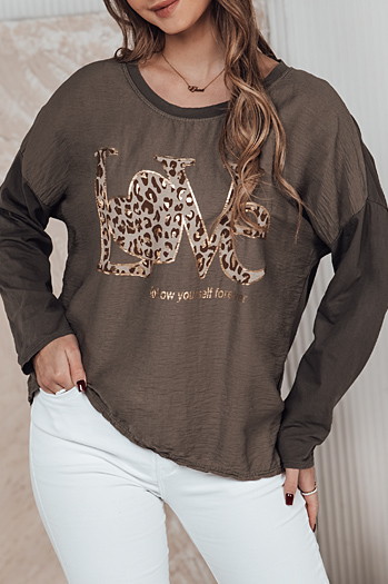 Bluzka damska one size LOVEGLOW ciemnobrązowa Dstreet RY2698