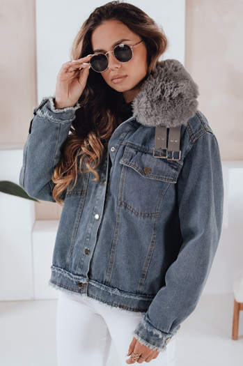 Kurtka damska FURDENIM jeansowa z futerkiem jasnoniebieska Dstreet TY4755
