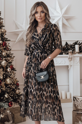 Sukienka one size TIGRISSA midi czarno-brązowa Dstreet EY2546