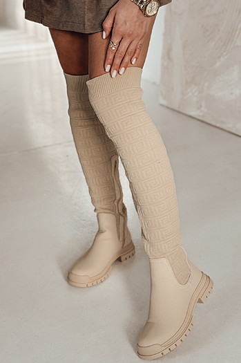 Kozaki damskie ELEFIVE beżowe Dstreet ZY0579