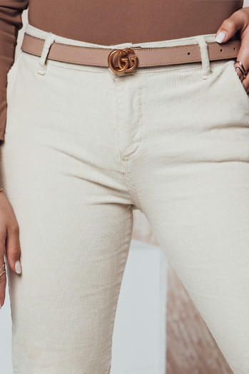 Spodnie damskie sztruksowe mom fit CORDFINE jasnobeżowe Dstreet UY2301
