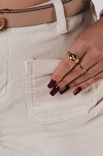 Spodnie damskie sztrukoswe wide leg WELVIA jasnobeżowe Dstreet UY2302