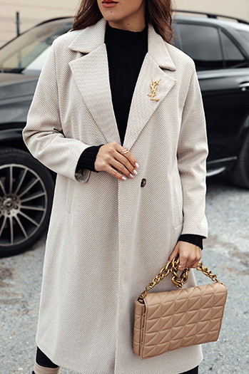 Płaszcz damski oversize MANTOVA długi jasnobeżowy Dstreet NY0738