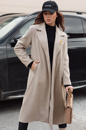 Płaszcz damski oversize MANTOVA długi jasnobrązowy Dstreet NY0741