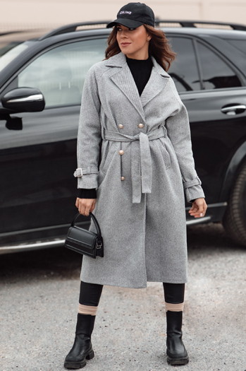 Płaszcz damski oversize CAMELLYN długi szary Dstreet NY0742