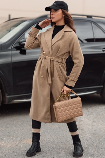 Płaszcz damski oversize CAMELLYN długi kamelowy Dstreet NY0743