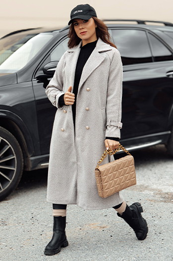 Płaszcz damski oversize CAMELLYN długi jasnobrązowy Dstreet NY0744