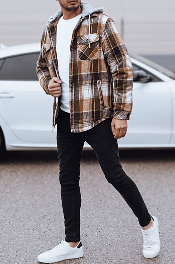 Kurtka męska z kapturem beżowa Dstreet TX4960