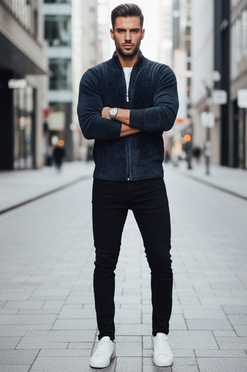 Sweter męski rozpinany granatowy Dstreet WX2227