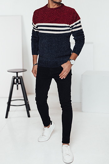 Sweter męski w paski granatowy Dstreet WX2229