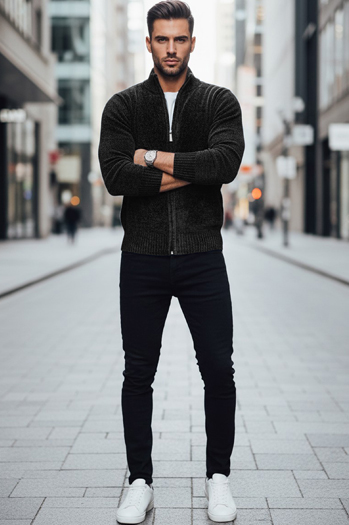 Sweter męski rozpinany czarny Dstreet WX2232