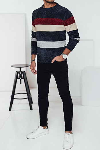 Sweter męski w paski granatowy Dstreet WX2240