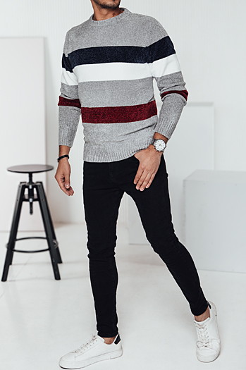 Sweter męski w paski szary Dstreet WX2241