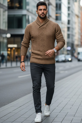 Sweter męski kamelowy Dstreet WX2255