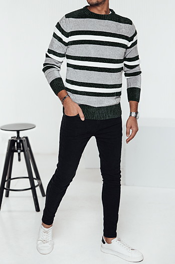 Sweter męski w paski szary Dstreet WX2262