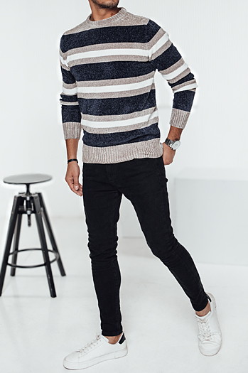 Sweter męski w paski granatowy Dstreet WX2263