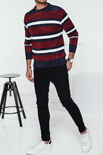 Sweter męski w paski czerwony Dstreet WX2264