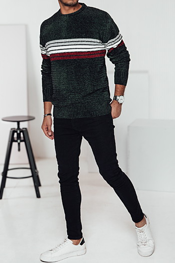 Sweter męski w paski zielony Dstreet WX2280