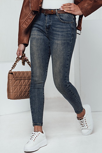 Spodnie damskie jeansowe skinny SKINNYJEAN z paskiem granatowe Dstreet UY2328