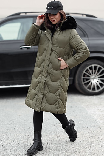 Kurtka zimowa damska pikowana długa WINTERACT zielona Dstreet TY4776