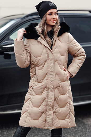 Kurtka zimowa damska pikowana długa WINTERACT beżowa Dstreet TY4777