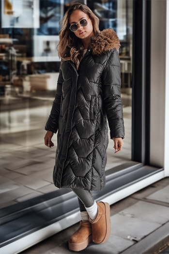 Kurtka damska pikowana długa WINTERACT czarna Dstreet TY4778