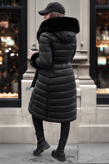 Kurtka damska pikowana długa ZAELEGANTE czarna Dstreet TY4779