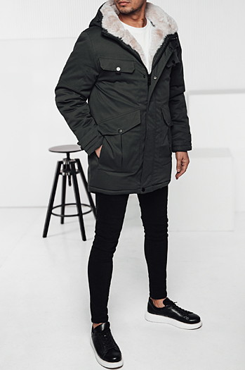 Kurtka zimowa męska parka z kapturem zielona Dstreet TX4961