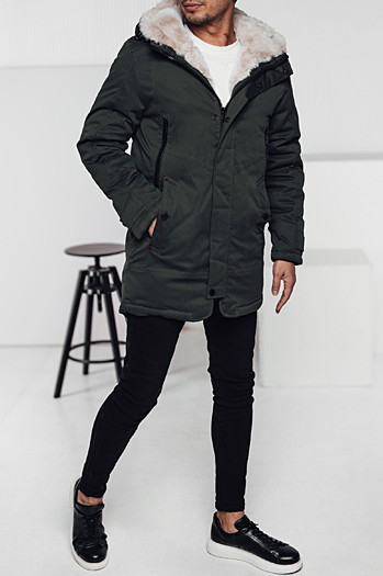 Kurtka zimowa męska parka z kapturem zielona Dstreet TX4963